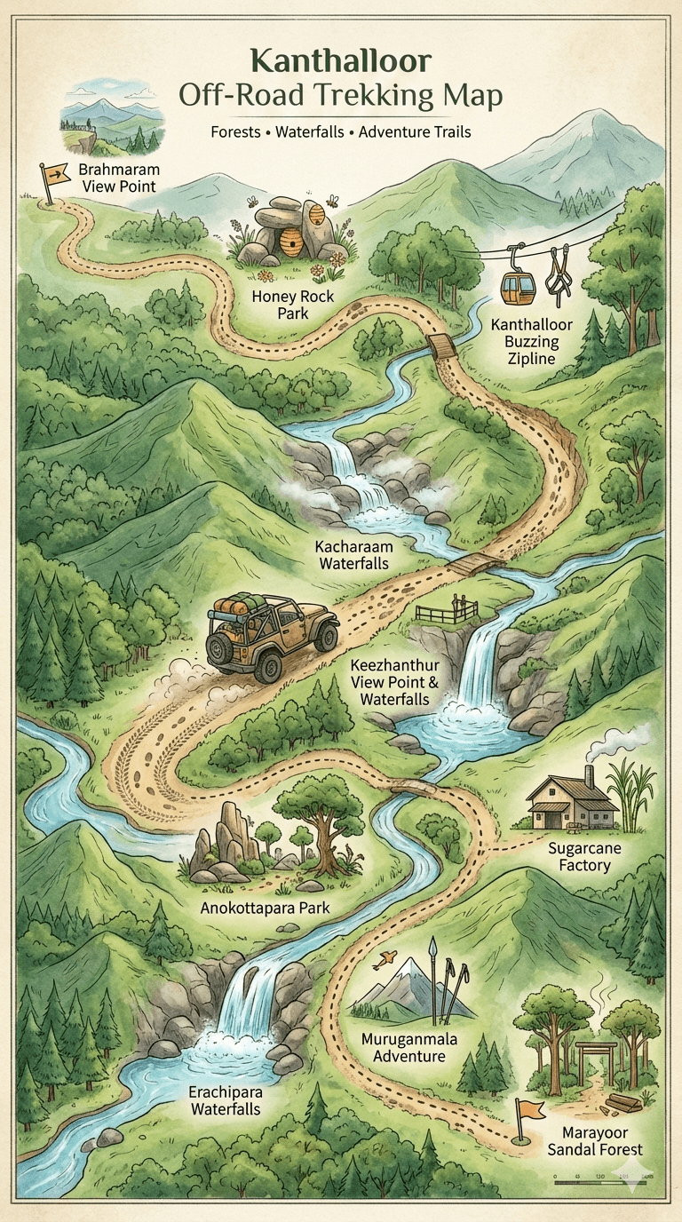 Kanthalloor Jeep Trekking Map